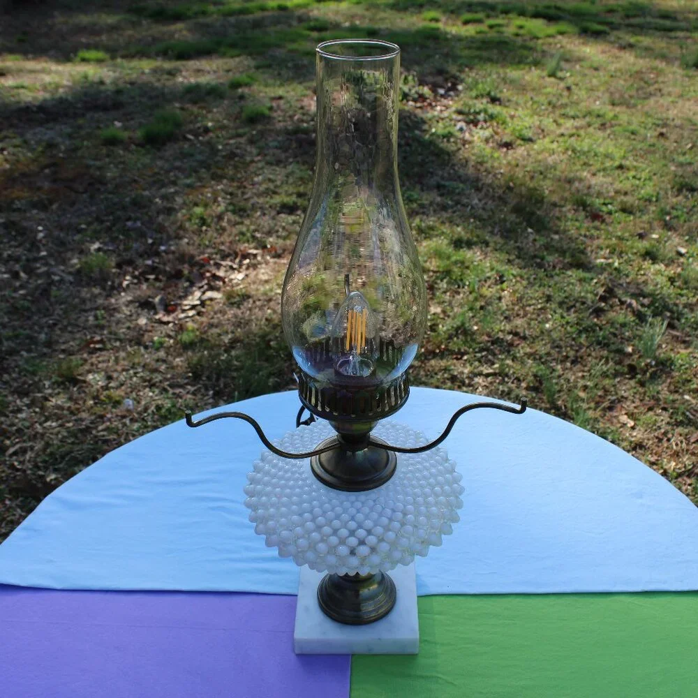 Hand Painted Fenton Student Lamp
